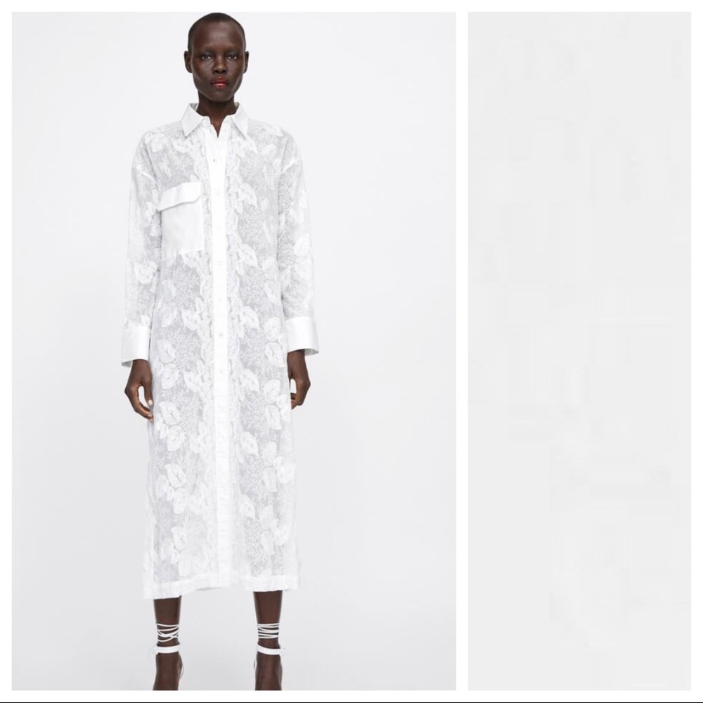 Zara White Embroiders Tunic/Dress. Size S.